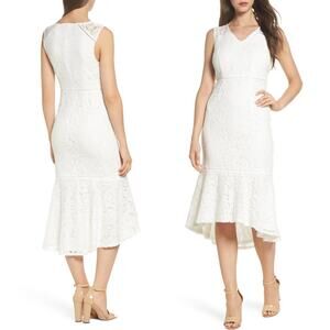 Adrianna‎ Papell Cynthia Lace Flounce Sheath Dress 8